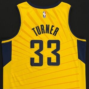 Nike Myles Turner Indiana Pacers #33 Yellow Statement Swingman Jersey 52 Mens XL